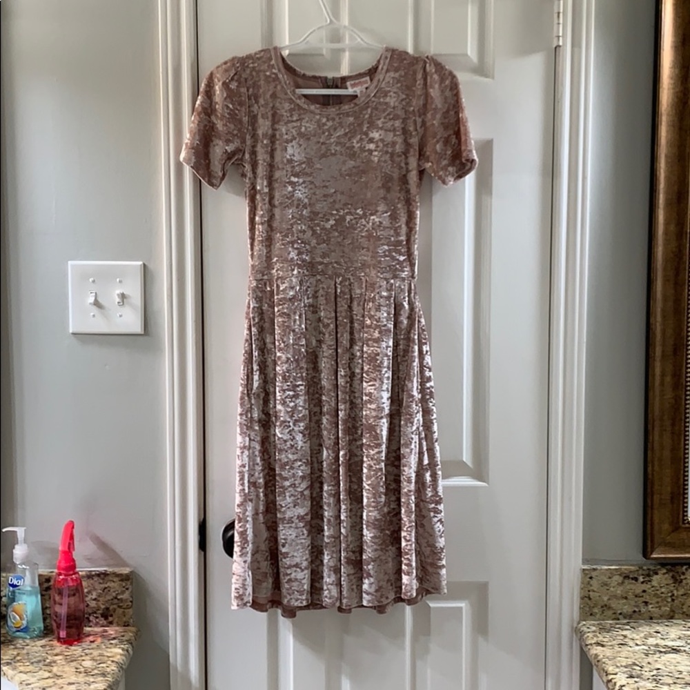 Crushed velvet blush LuLaRoe dress